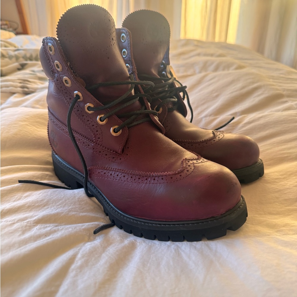 Timberland Brogue Burgundy Leather Boots